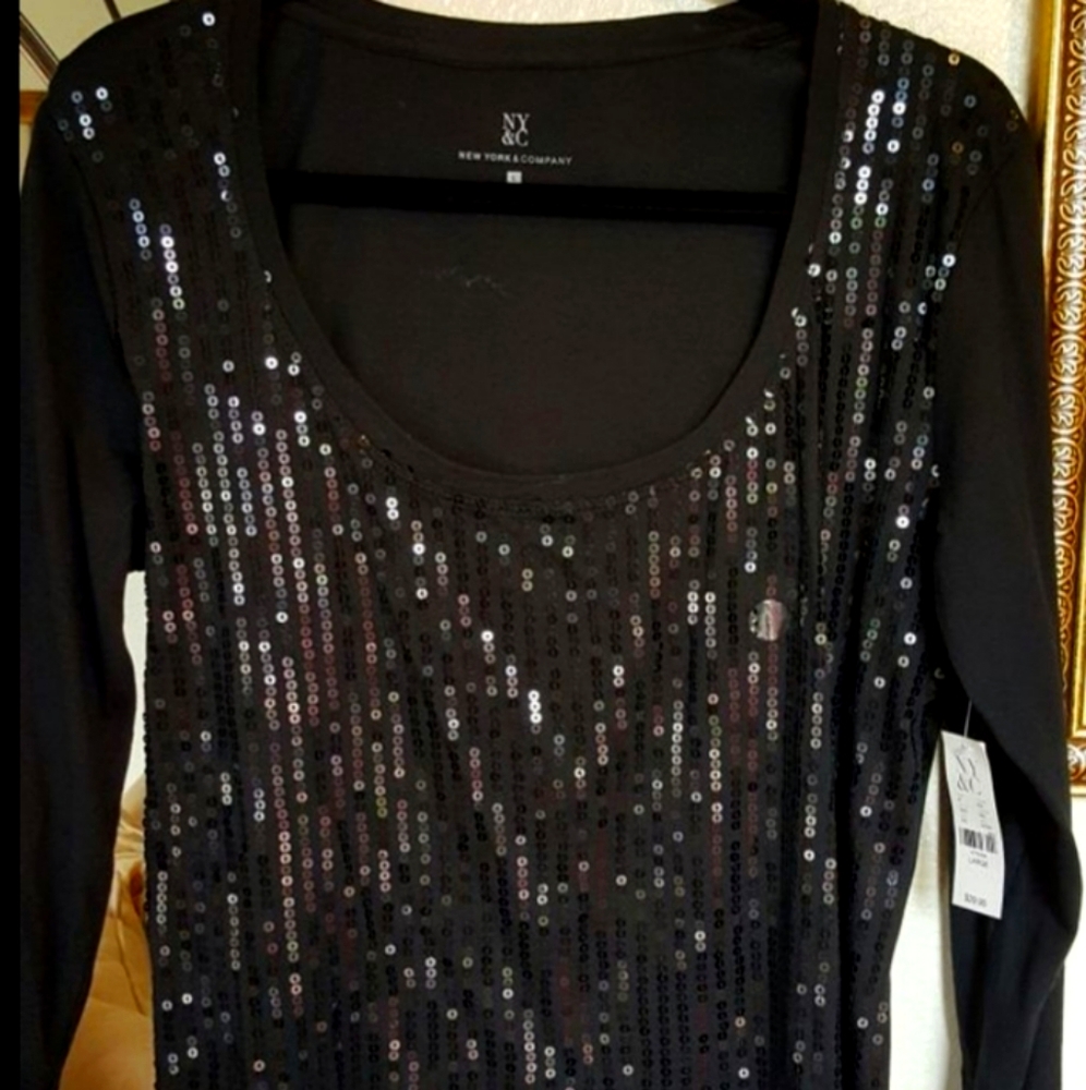 💝🥂 Women's Black Sequined Shirt 🥳🎉